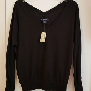 Black Deep Cut Sweater
